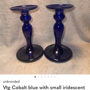 Cobalt Blue Glass Candle Holders